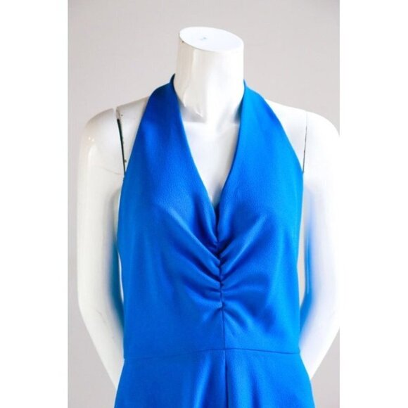 Sexy  Cobalt Blue Halter Neck Low Back Summer Maxi Dress - Picture 6 of 9